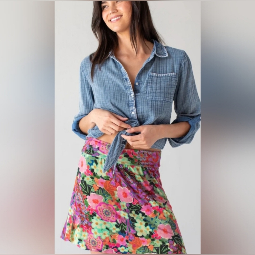 NATURAL LIFE NWT Size XL Soft Floral Multicolor Skirt